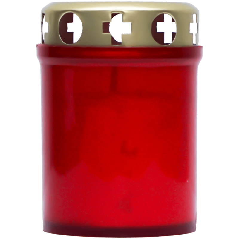 Set 20 candele rosii 20 ore cu capac metalic pentru cimitir 80 g K1-100 Zniczplast